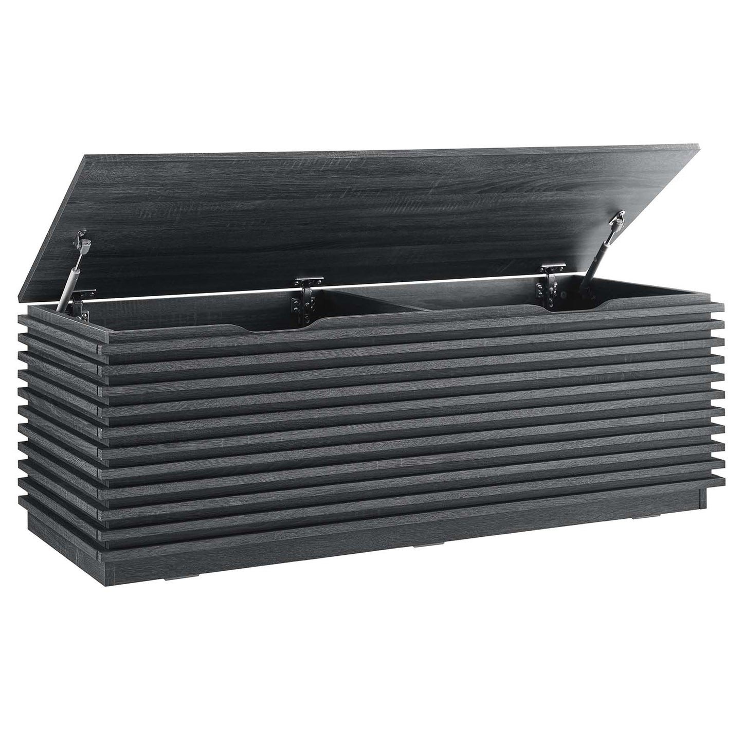 Modway Render 47" Wood Grain Storage Bench in Charcoal