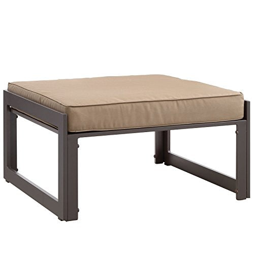 Modway Fortuna Aluminum Outdoor Patio Ottoman in Brown Mocha