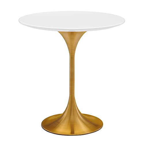 Modway Lippa Round Side Table with Gold White Finish EEI-5683-GLD-WHI