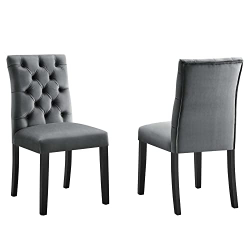 Modway Duchess Velvet Set of 2 Dining Chairs with Gray Finish EEI-5011-GRY