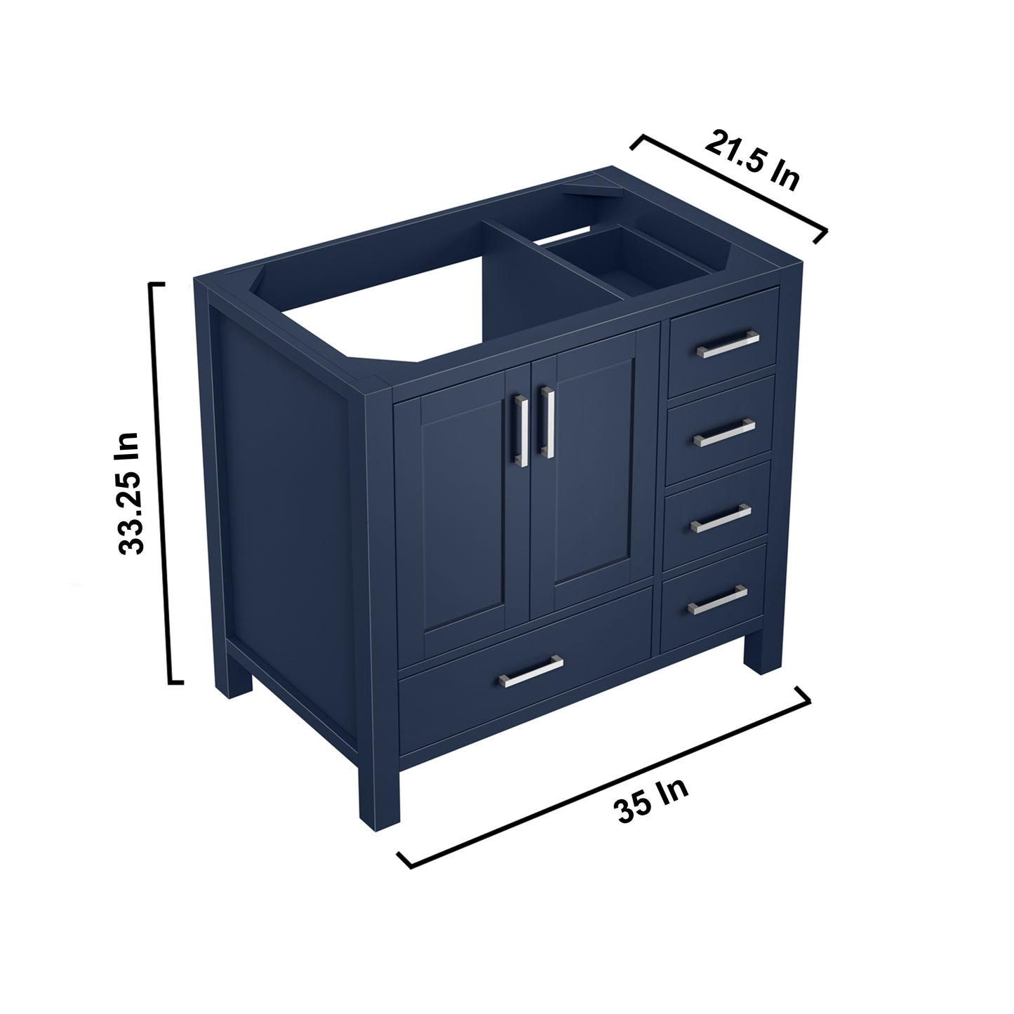 Jacques 36" Navy Blue Vanity Cabinet Only - Left Version