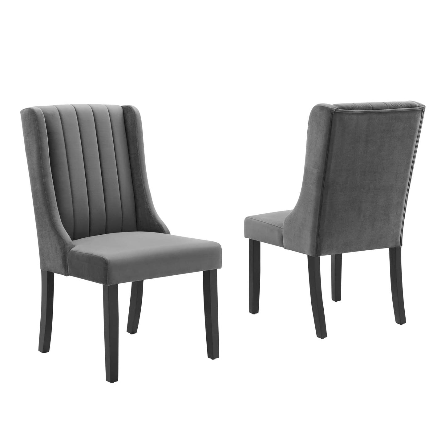 Modway Renew Performance Velvet Parsons Dining Chairs in Gray-Set of 2