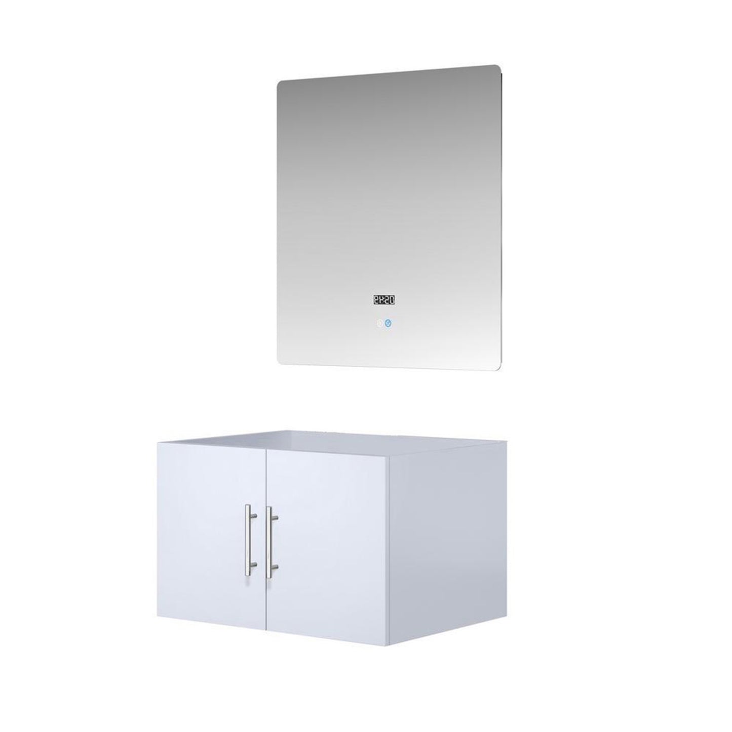 Geneva 30" Glossy White Single Vanity, no Top and 30" LED Mirror