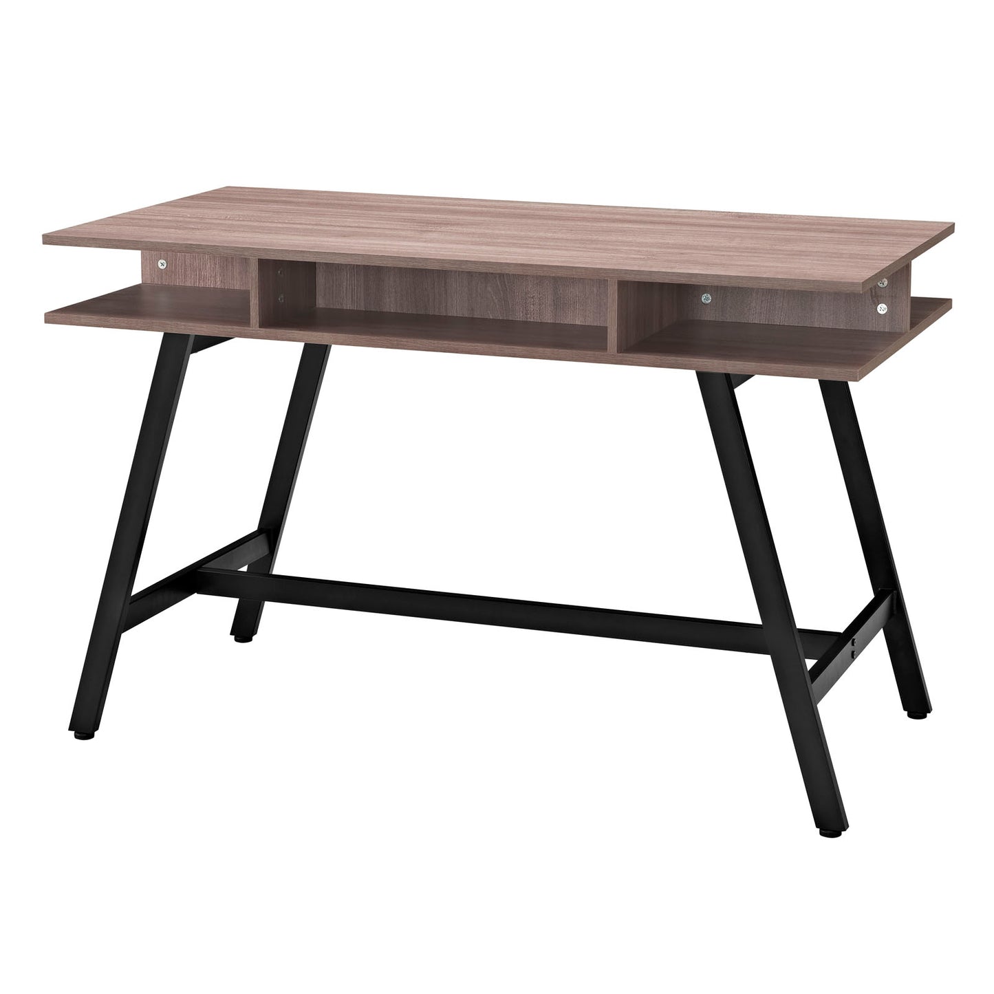 Modway Turnabout Wood Grain and Metal Writing Office Desk With Storage Space In Birch