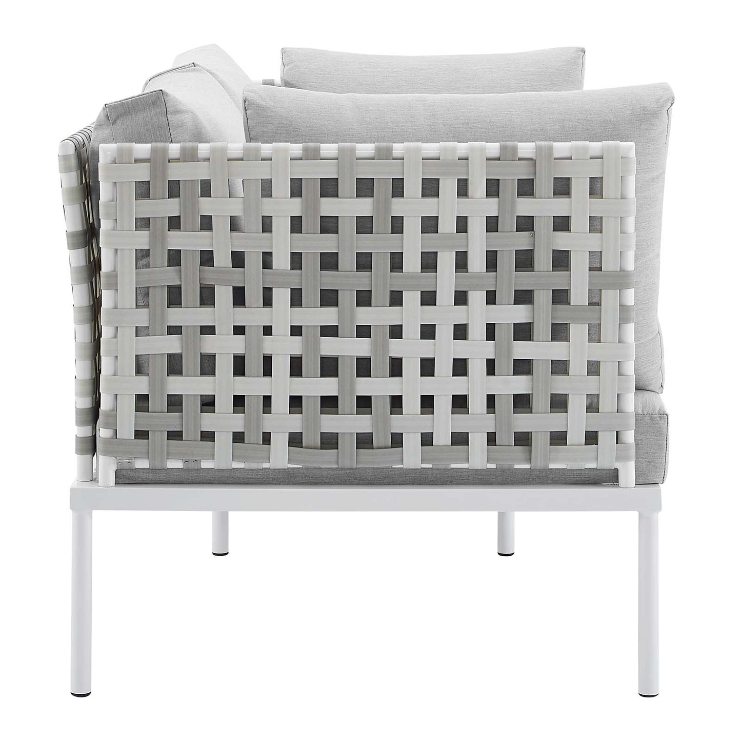 Modway EEI-4961-TAU-GRY Harmony Sunbrella Basket Weave Taupe Gray Outdoor Patio Aluminum Loveseat