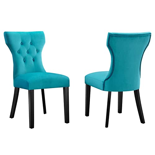 Modway Silhouette Velvet Set of 2 Dining Chairs with Blue Finish EEI-5014-BLU