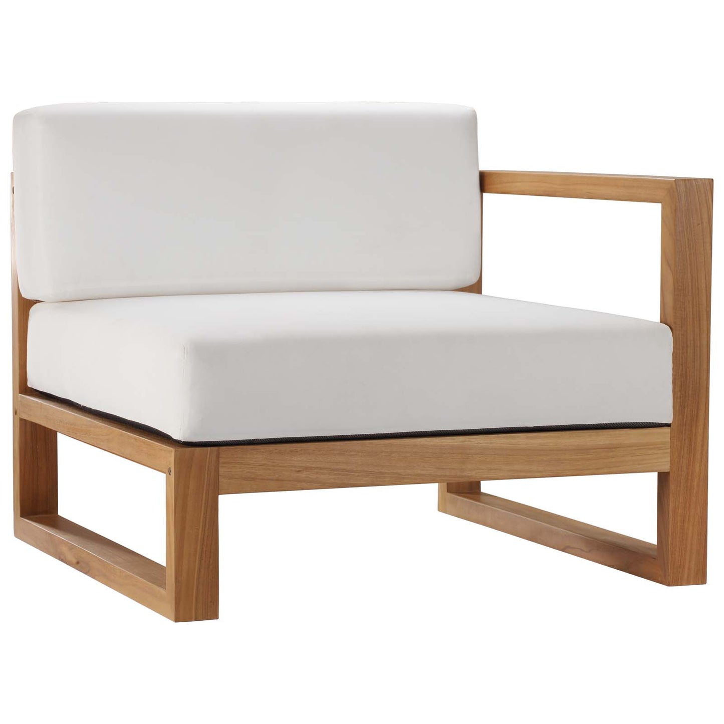 Modway EEI-4255-NAT-WHI-SET Upland Patio Teak Wood 3-Piece Sectional Sofa Set, Natural White