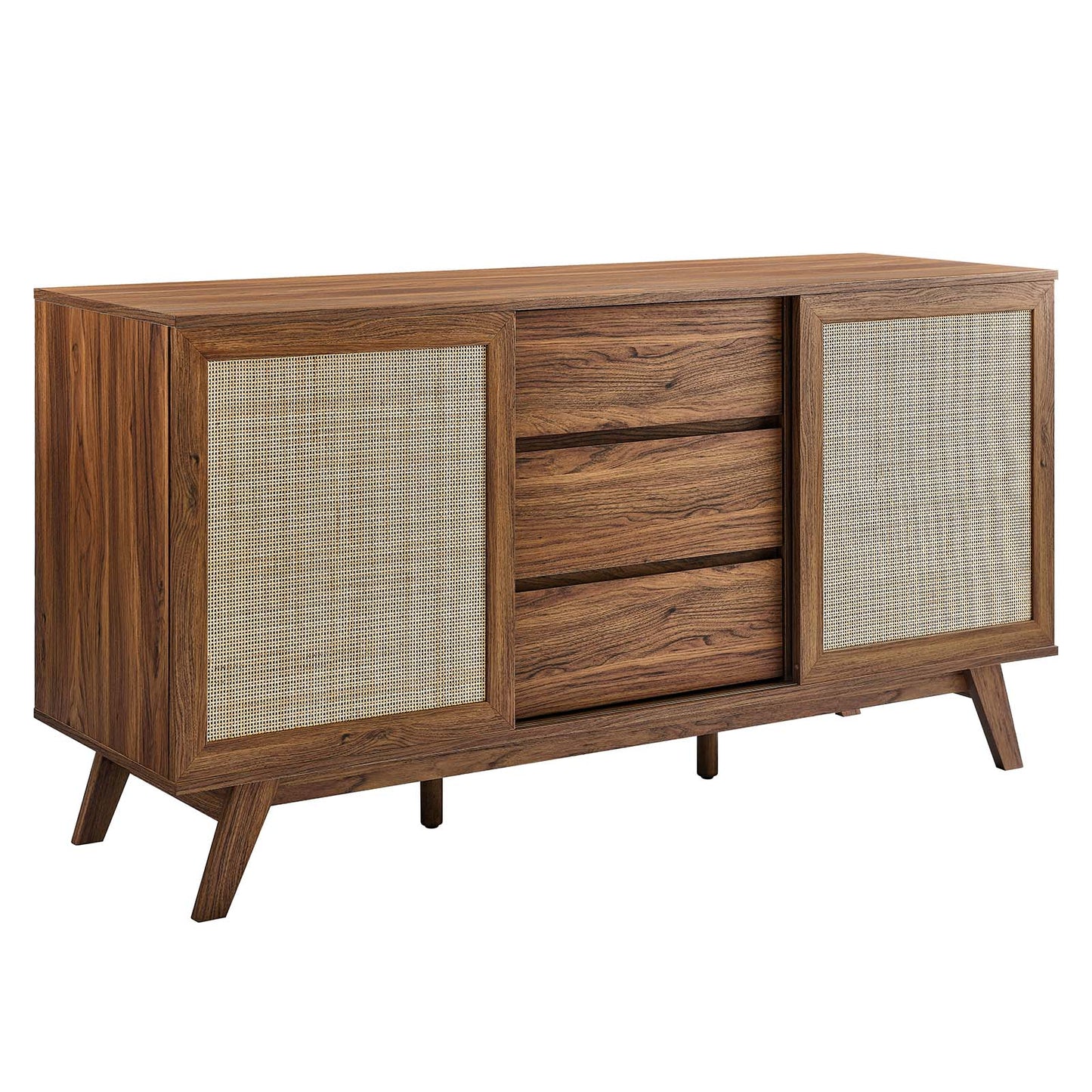 Modway Soma 59" Rattan High TV Stand Sideboard, Walnut