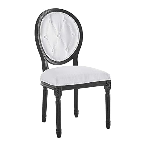 Modway Arise French Vintage Upholstered Fabric Dining Chair in Black White