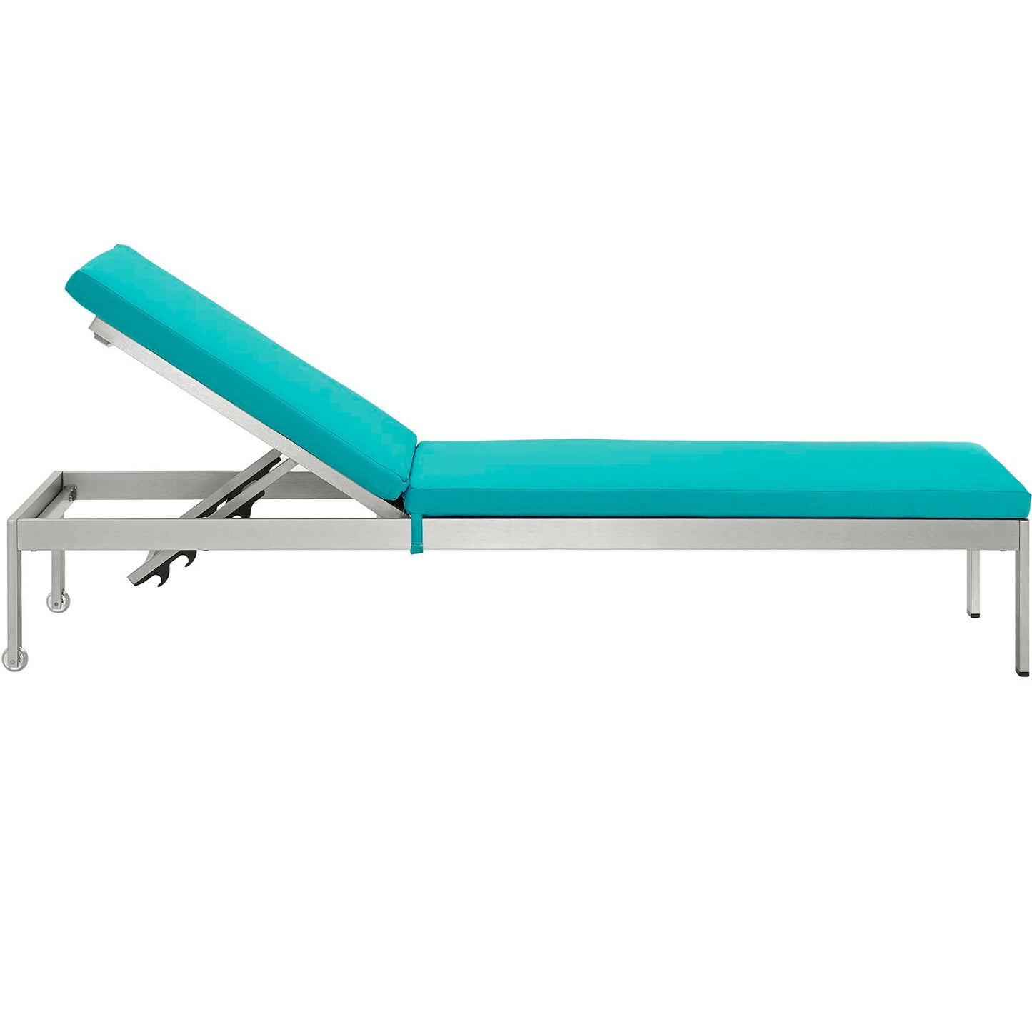 Modway EEI-4501-SLV-TRQ Shore Patio Aluminum Outdoor Chaise, Silver Turquoise