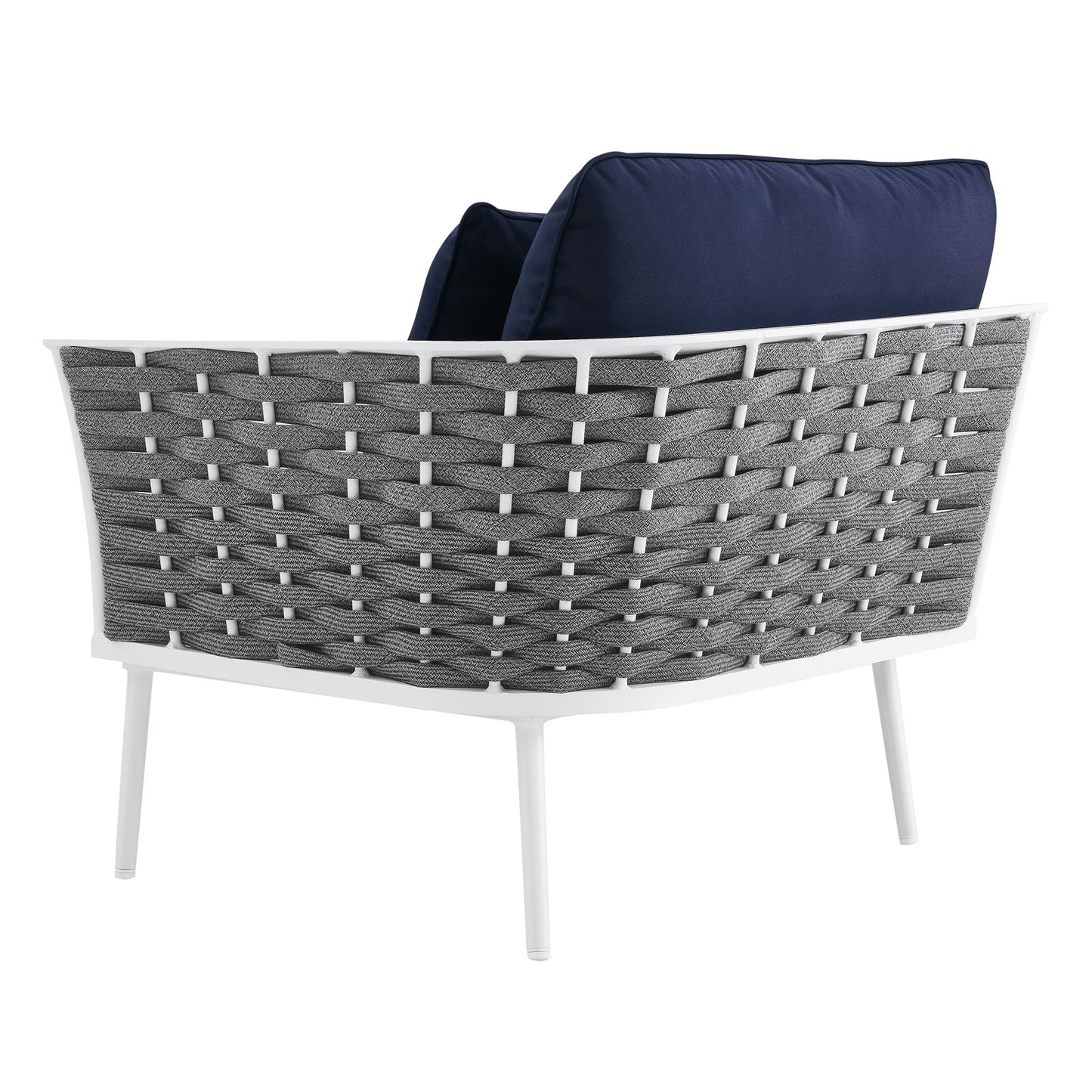 Modway Stance Patio Right-Facing Armchair in White Navy Finish EEI-5566-WHI-NAV