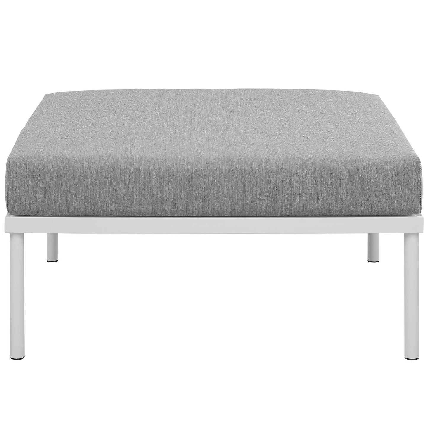 Modway Harmony Aluminum Outdoor Patio Ottoman with Cushion in White Gray