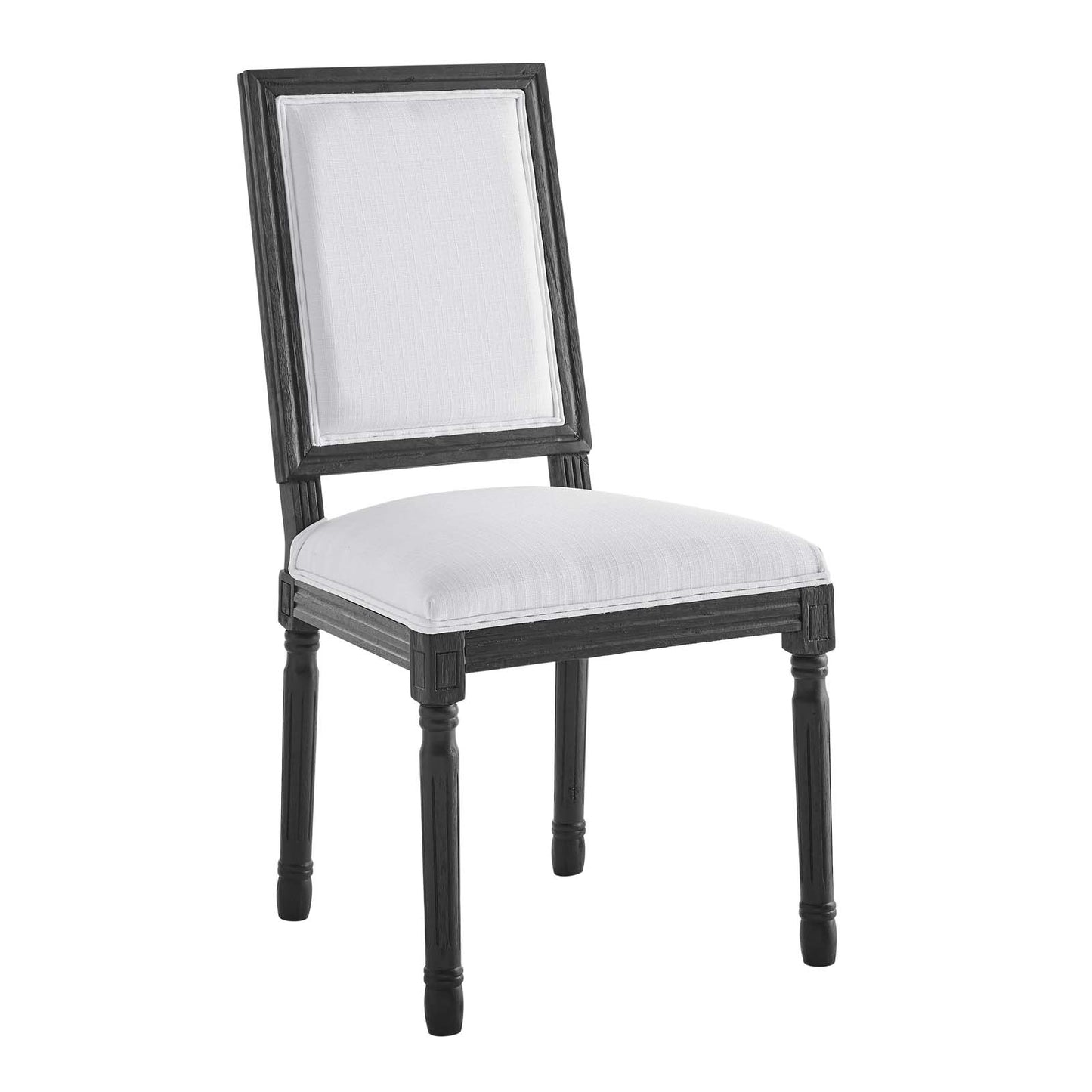 Modway Court French Vintage Upholstered Fabric Dining Chair in Black White