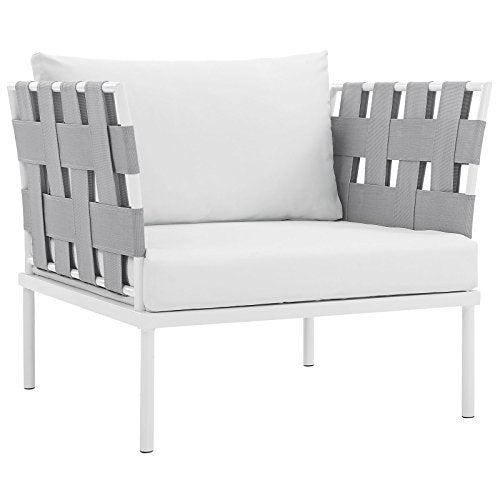 Modway Harmony Outdoor Patio Aluminum Side Table in White