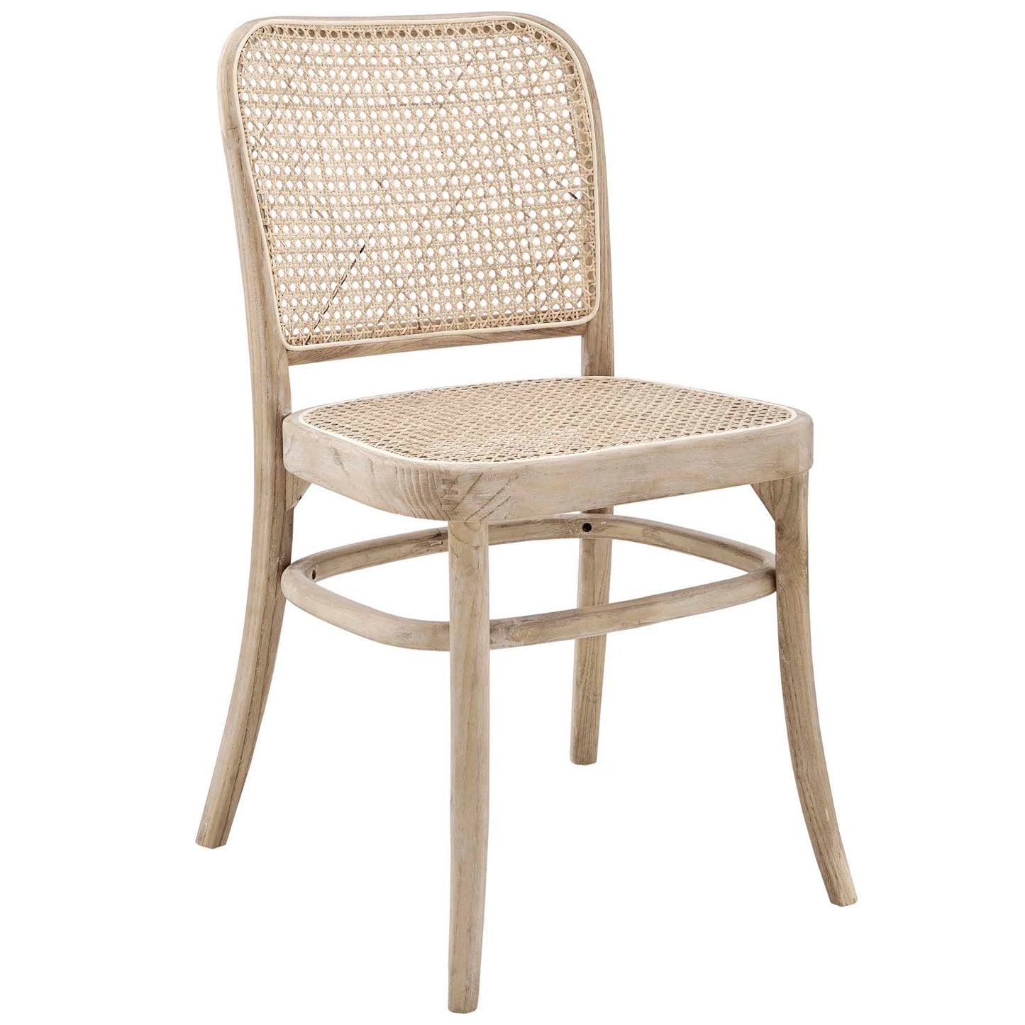 Modway Winona Elm Wood Dining Side Chair with Cane Rattan Seat in Gray