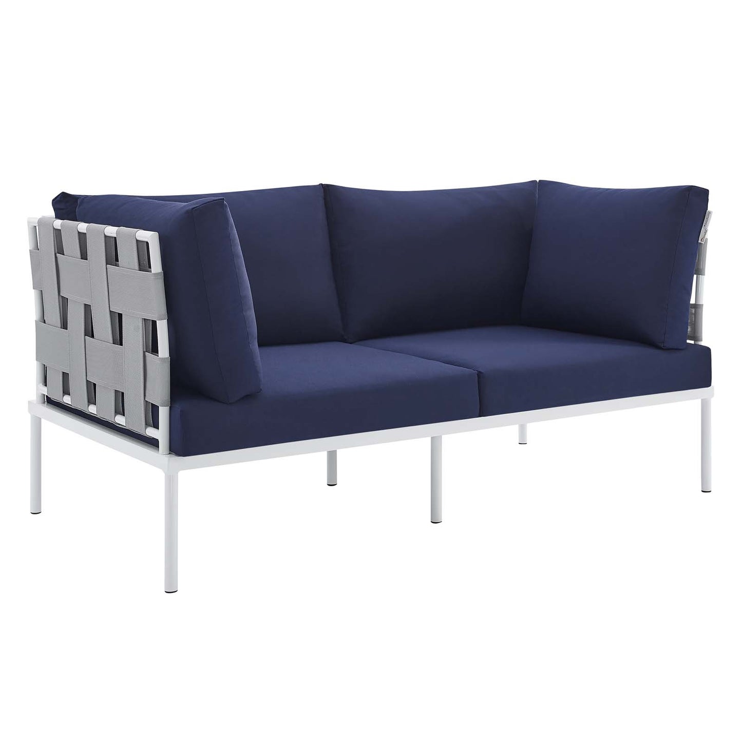 Modway EEI-4964-GRY-NAV Harmony Sunbrella Gray Navy Outdoor Patio Aluminum Loveseat