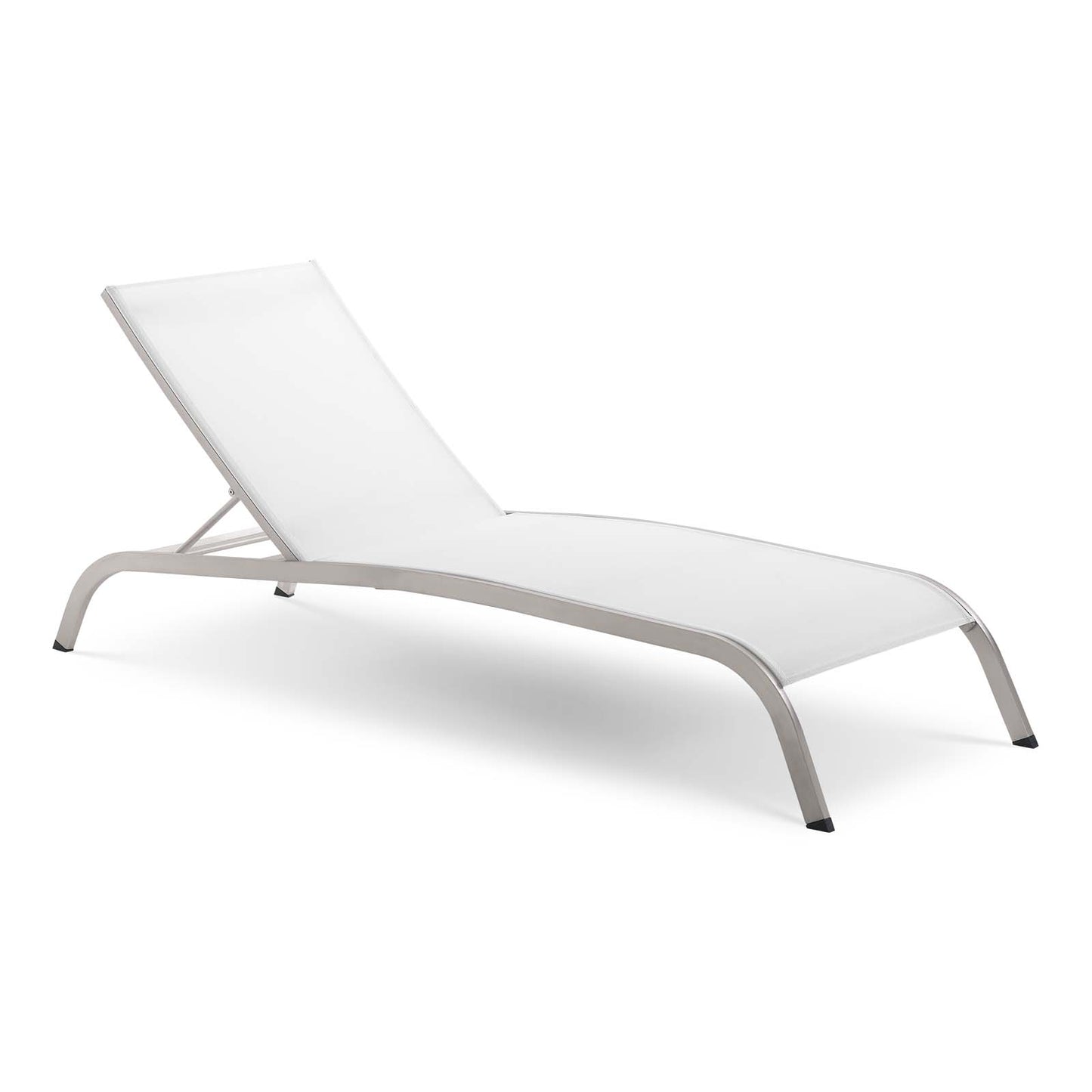 Modway Savannah Mesh Patio Chaise Lounge in White (Set of 2)