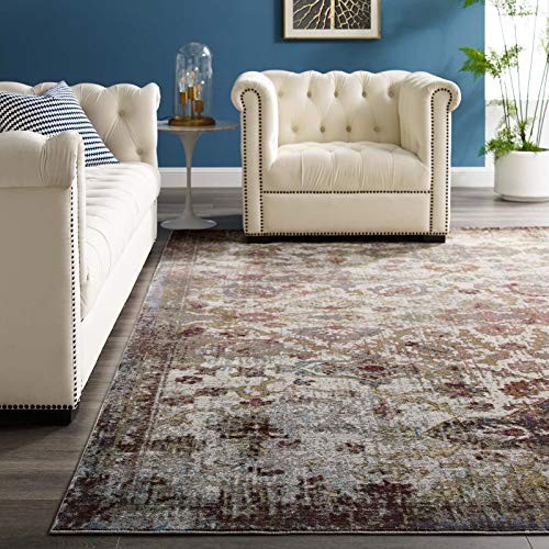 Modway Success Kaede Distressed Vintage Floral Moroccan Trellis Area Rug