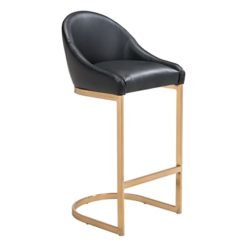 Zuo Modern - Scott Bar Chair Black & Gold - Modern - Seating - Steel, Plywood, Foam, 100% Polyurethane - Indoor - 38.2in Height