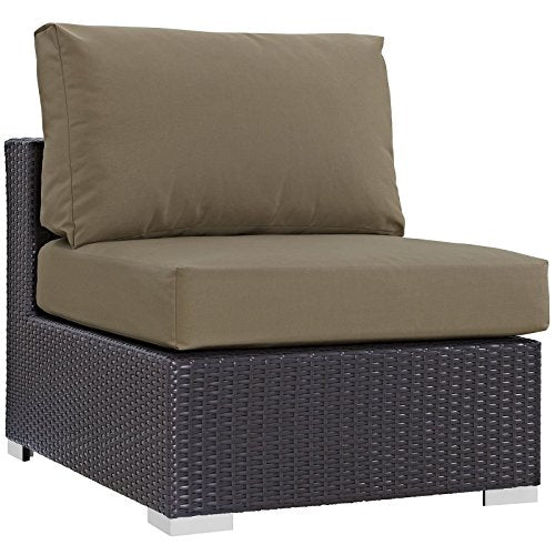 Modway Convene Wicker Rattan Outdoor Patio Sectional Seat with Cushions