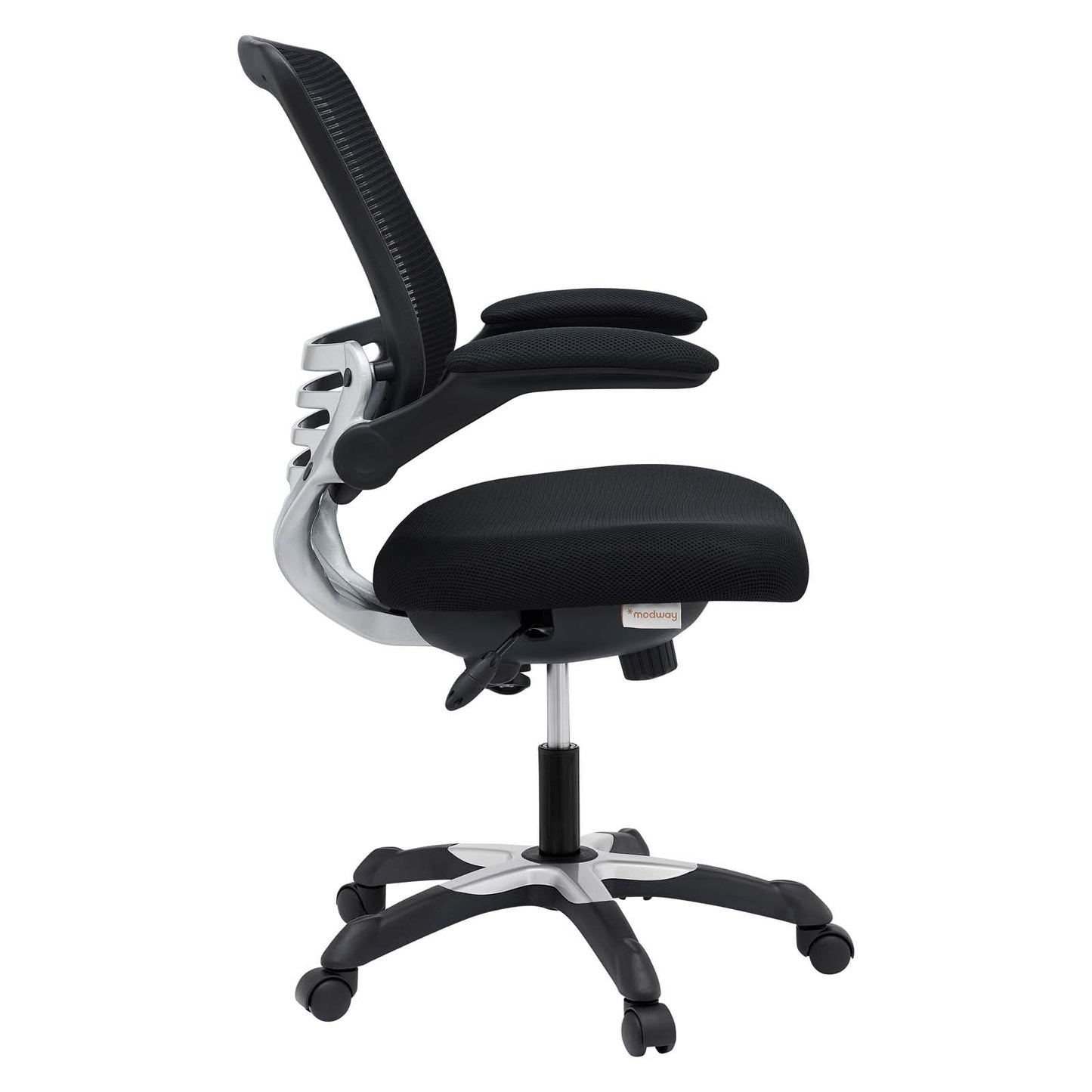 Modway Edge Mesh Back and Mesh Seat Office Chair In Black With Flip-Up Arms in Black