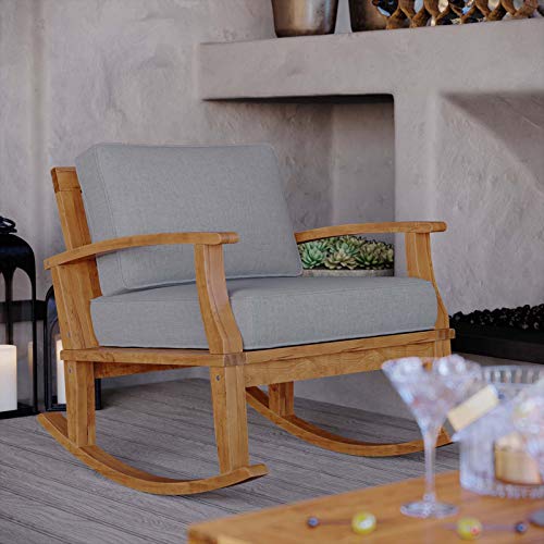 Modway EEI-4177-NAT-GRY Marina Patio Teak Rocking Chair, Natural Gray