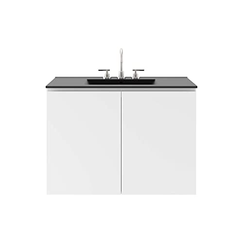 Modway White and Black Bryn Wall-Mount Bathroom Vanity EEI-5779-WHI-BLK