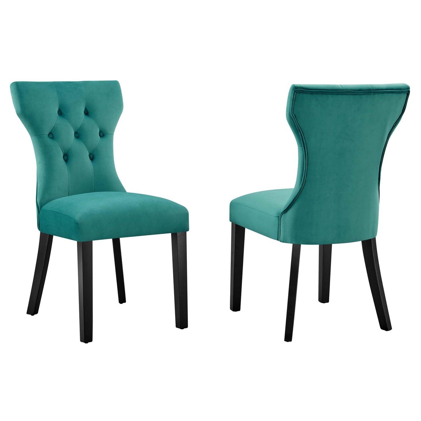 Modway Silhouette Velvet Set of 2 Dining Chairs with Teal Finish EEI-5014-TEA