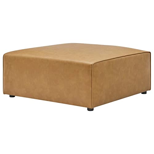 Modway Mingle Vegan Leather Ottoman in Tan