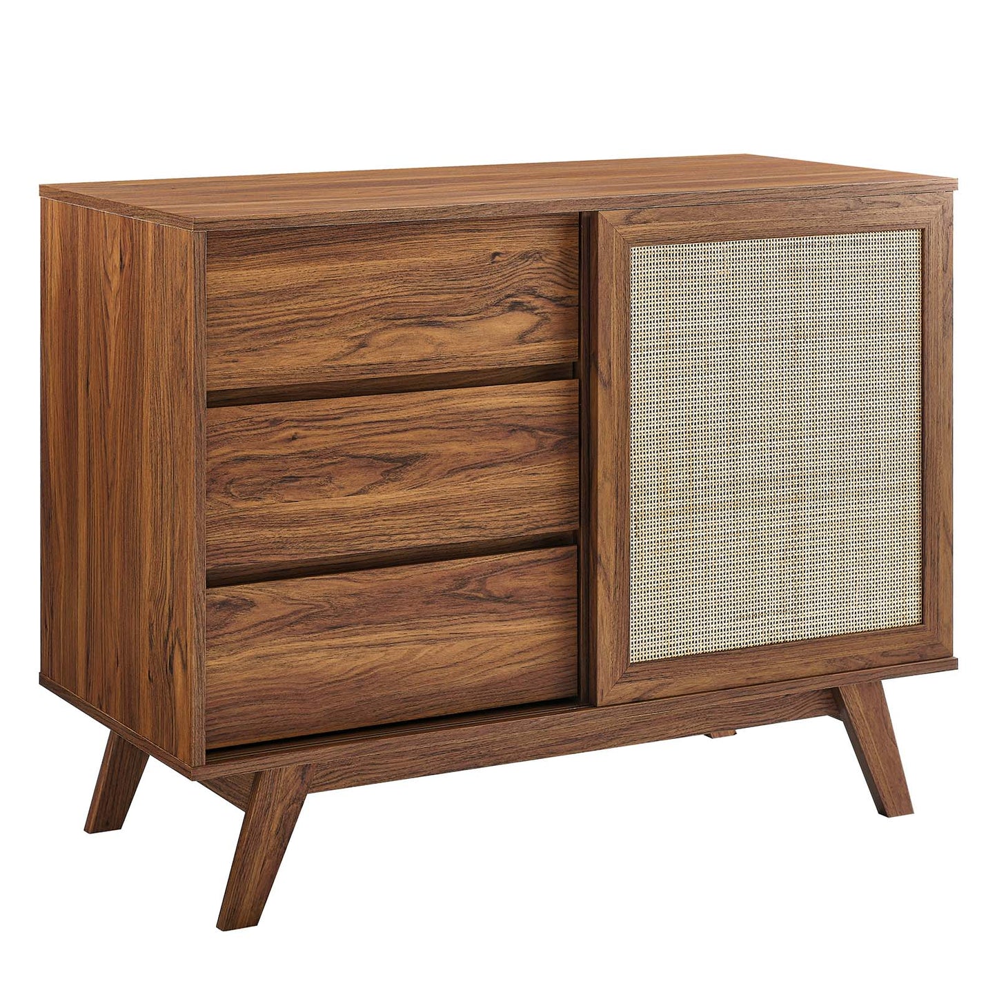 Modway Soma 40" Rattan Display Stand Accent Cabinet, Walnut