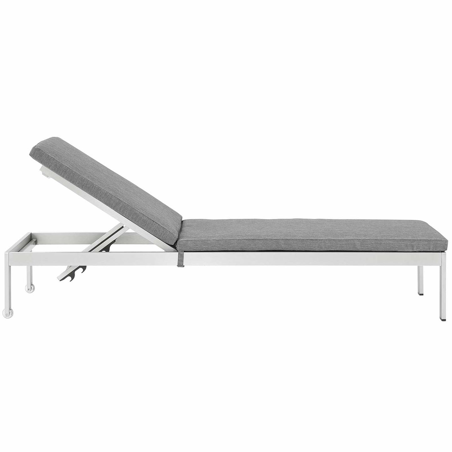 Modway Shore Aluminum Outdoor Patio Chaise Poolside Lounge Chair with Cushion, Gray