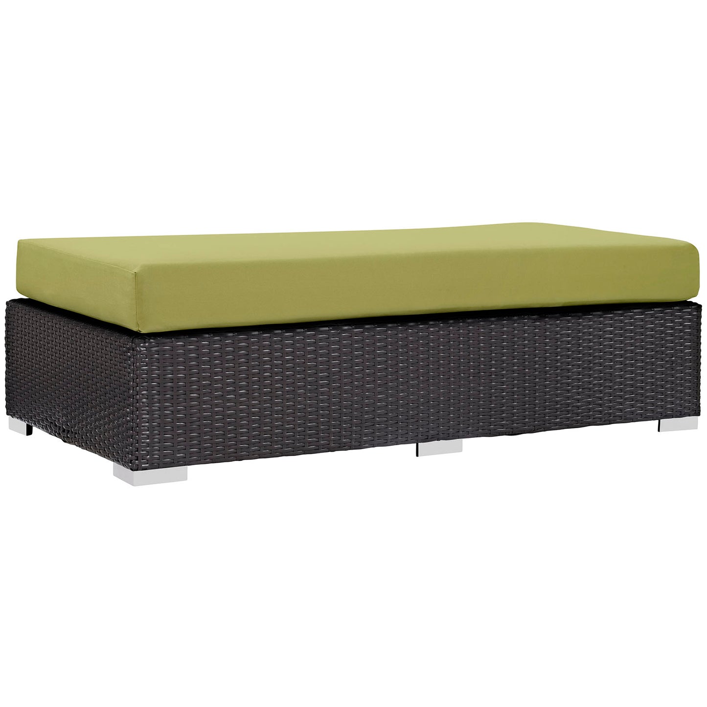 Modway Convene Wicker Rattan Outdoor Patio Rectangle Ottoman in Espresso Peridot