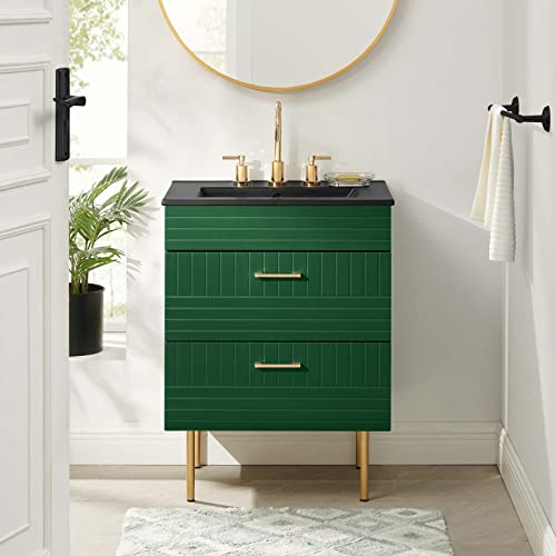 Modway Daybreak 24" Wall-Mount Bathroom Vanity in Green Black