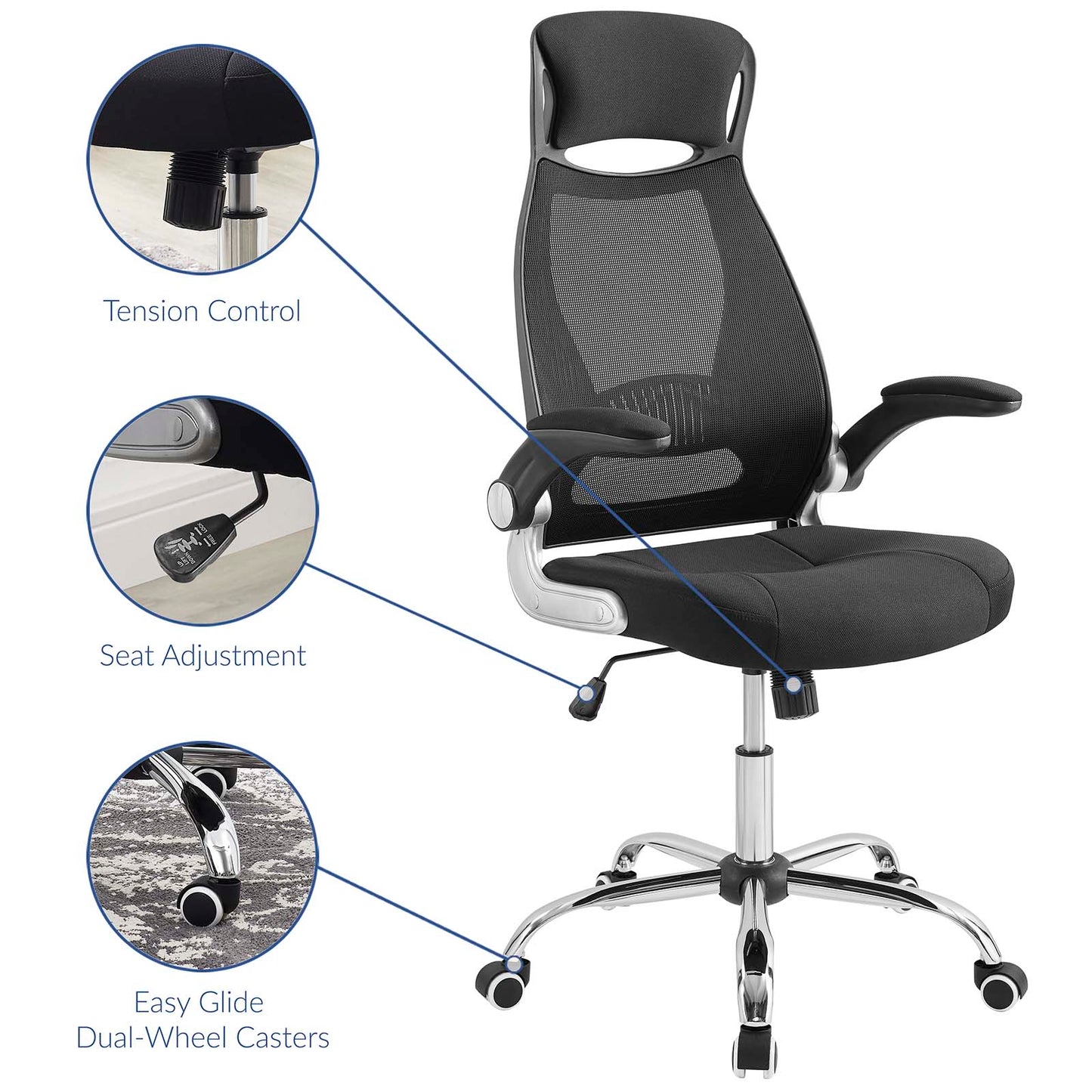 Modway Expedite High Back Tall Ergonomic Computer Desk Office Chair In [COLOR}