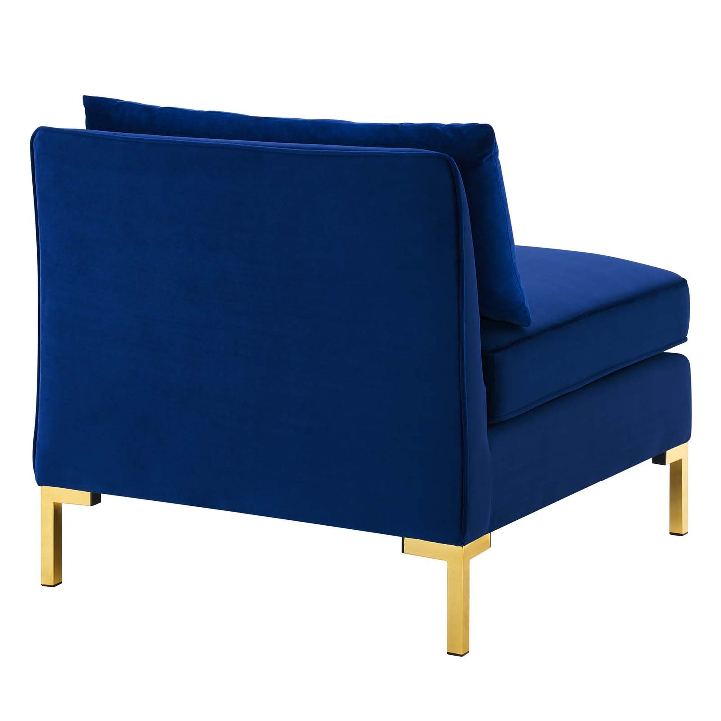 Modway Ardent Performance Velvet Upholstered Armless Sectional Chair in Navy