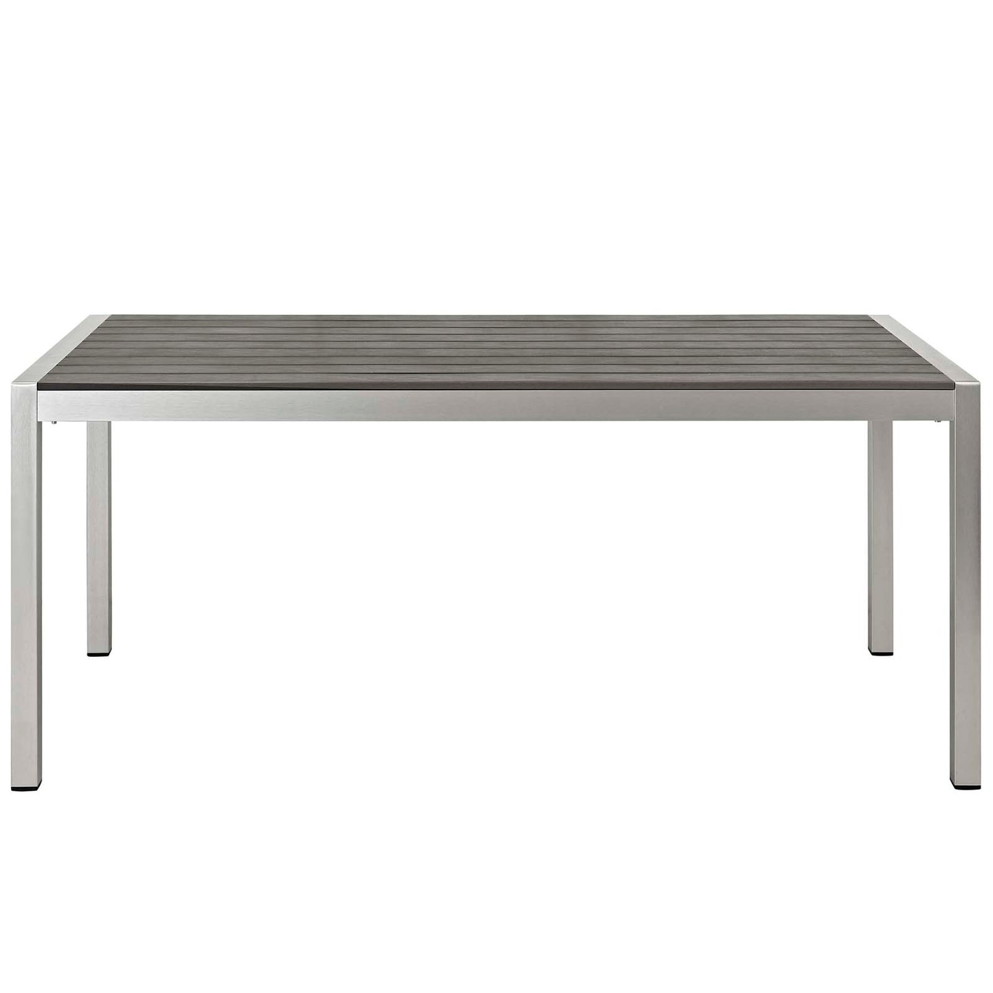 Modway Shore Aluminum Outdoor Patio 3-Piece Dining Set with 71" Rectangle Dining Table and Two 67" Benches in Silver Gray