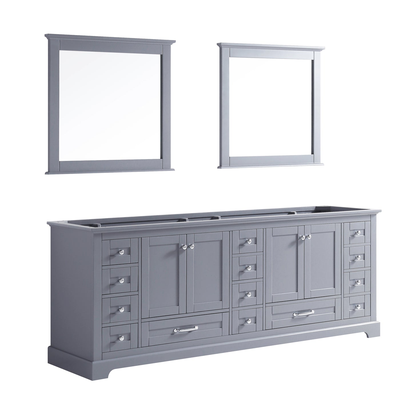 Dukes 84" Dark Grey Double Vanity, no Top and 34" Mirrors