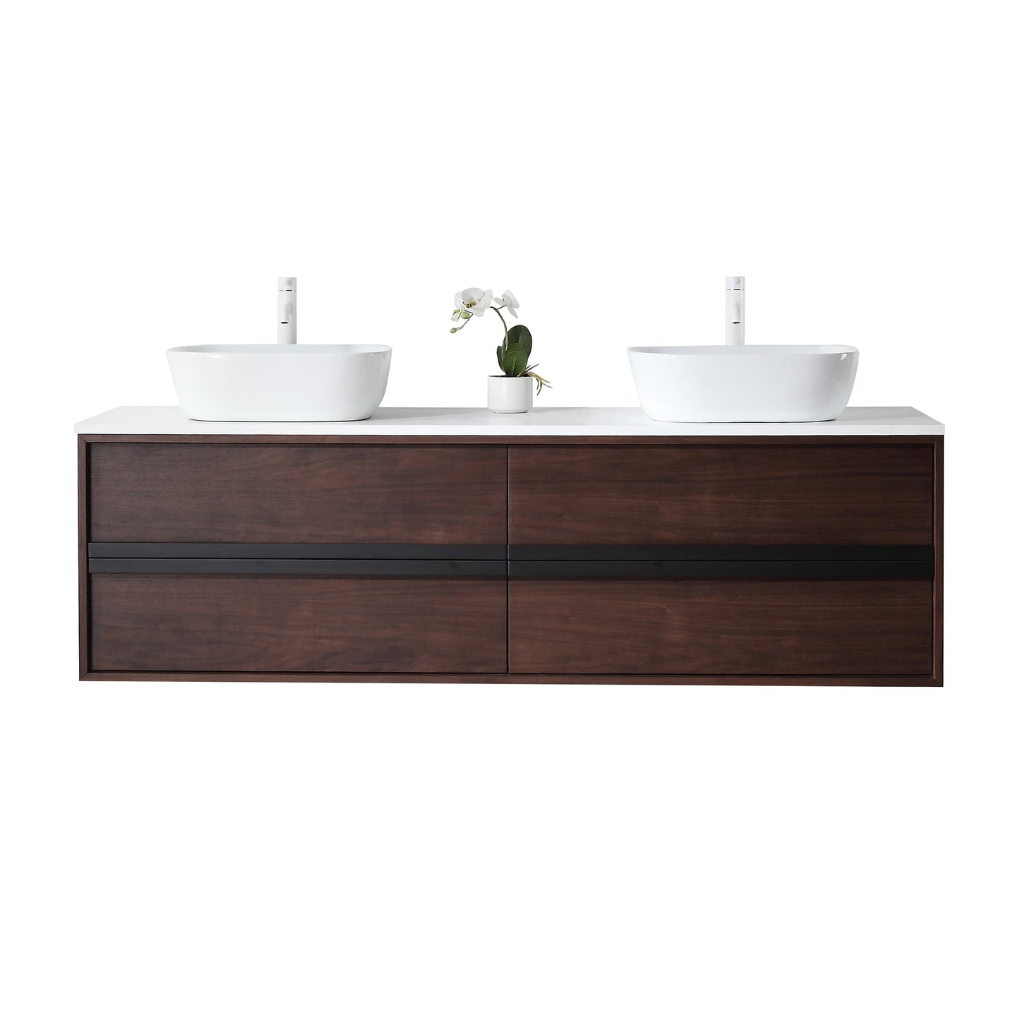 SINTRA 72” DARK WALNUT OAK WALL MOUNT MODERN BATHROOM VANITY