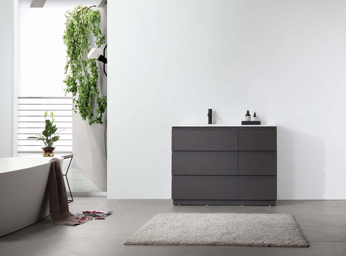 ROTHENBURG 42” CHARCOAL FREESTANDING MODERN BATHROOM VANITY