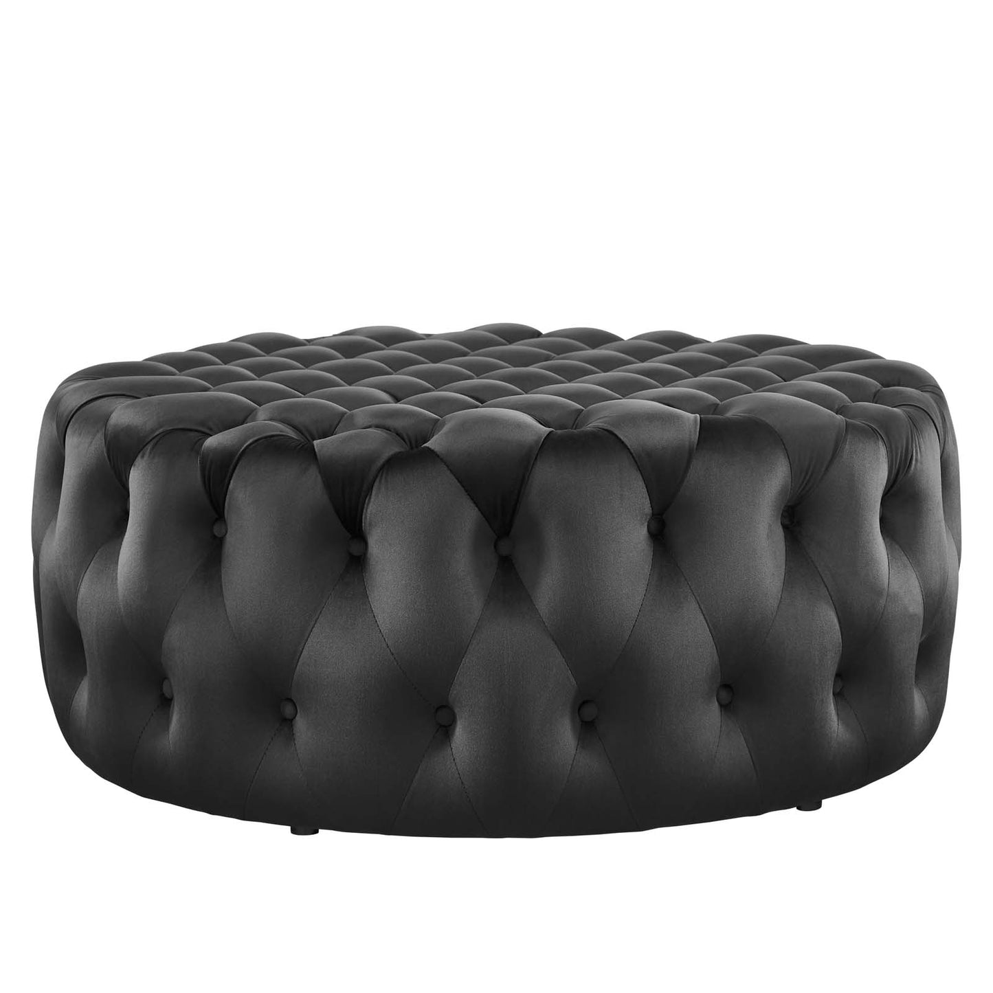 Modway Amour Tufted Button Velvet Large Round Ottoman with Black EEI-5469-BLK