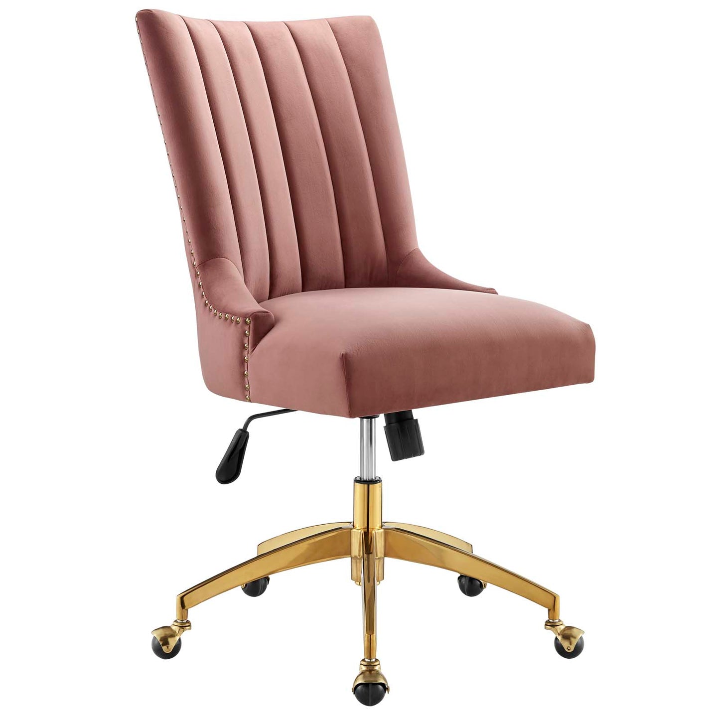 Modway Empower Channel Tufted Performance Velvet Office Chair in Gold Dusty Rose