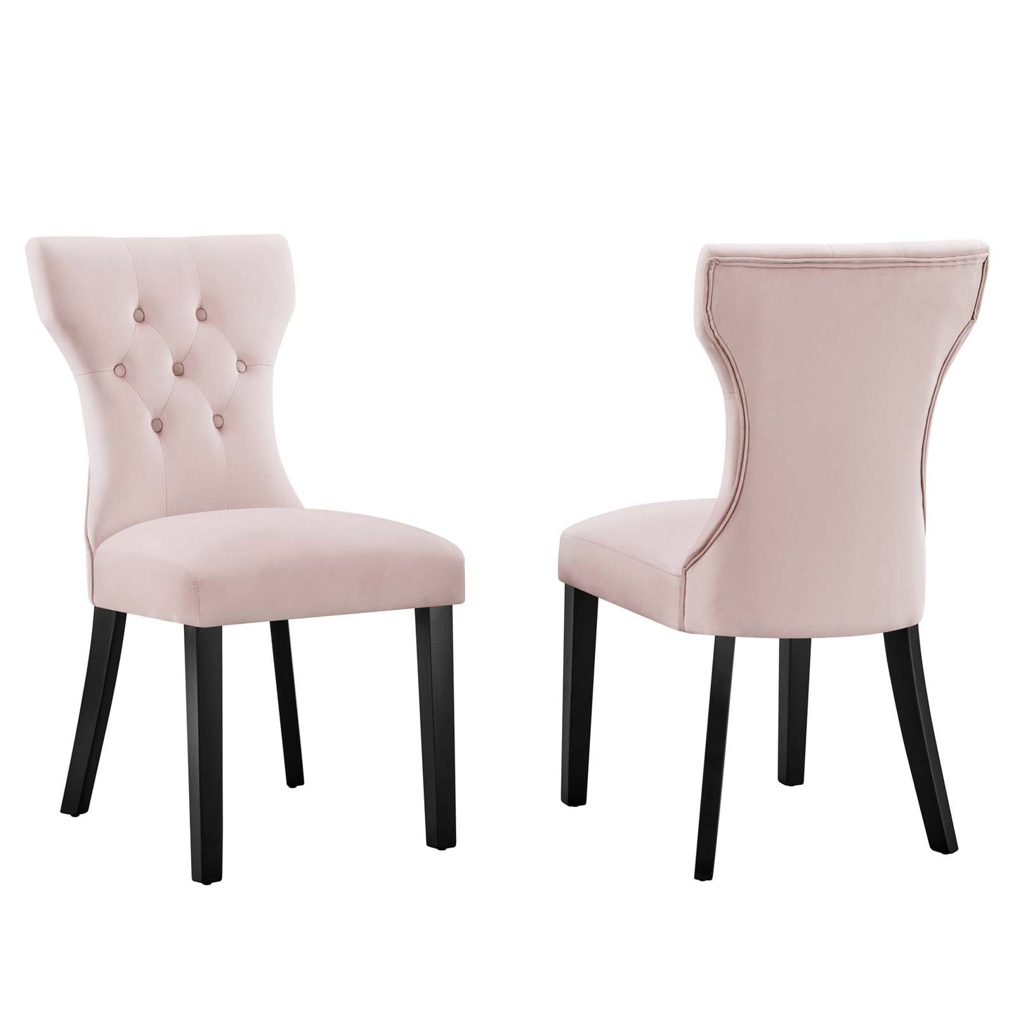 Modway Silhouette Velvet Set of 2 Dining Chairs with Pink Finish EEI-5014-PNK