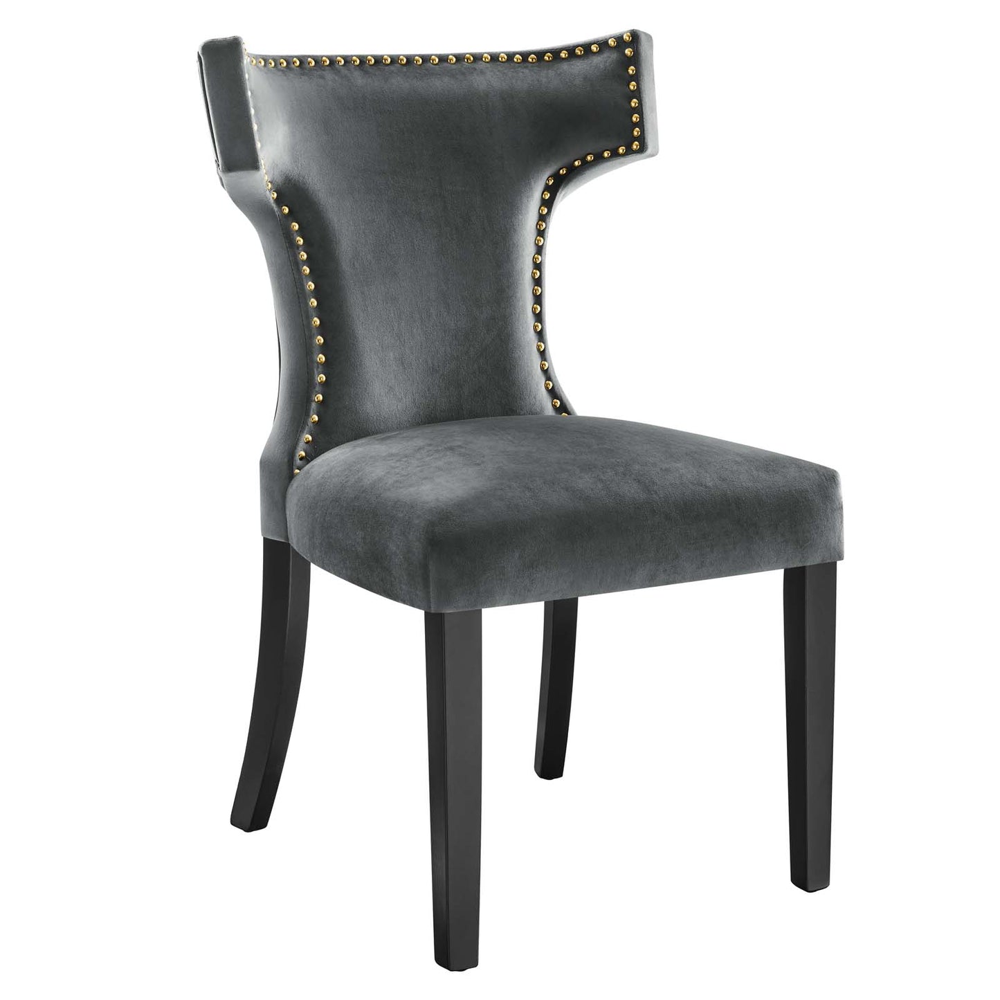 Modway Curve Performance Velvet Set of 2 Dining Chair, Gray