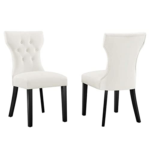 Modway Silhouette Velvet Set of 2 Dining Chairs with White Finish EEI-5014-WHI