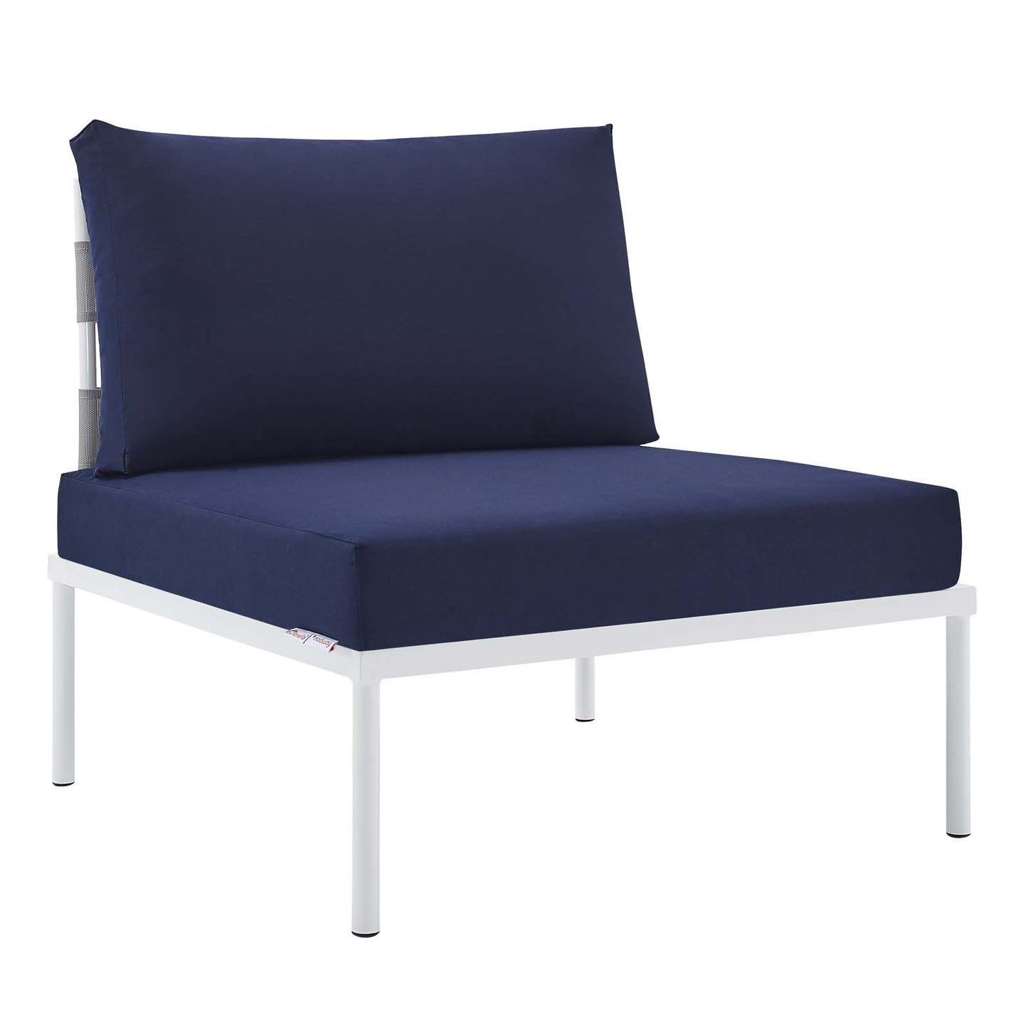 Modway EEI-4960-GRY-NAV Harmony Sunbrella Gray Navy Outdoor Patio Aluminum Armless Chair