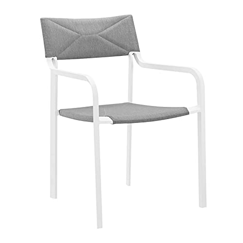 Modway EEI-3573-WHI-NAV Raleigh Outdoor Patio Aluminum Stackable Dining Armchair (Fully Assembled)