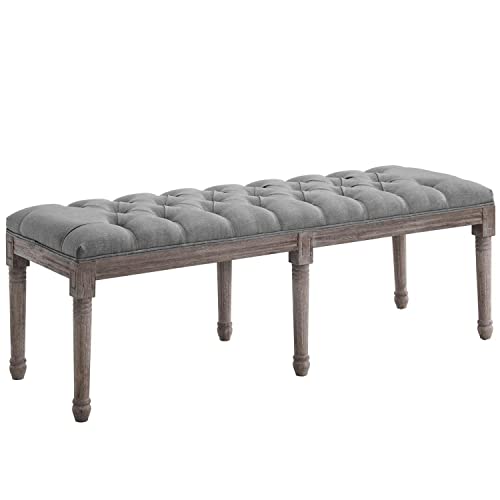 Modway Province Vintage French Upholstered Fabric Modern Farmhouse X-Brace Accent Entryway Bench