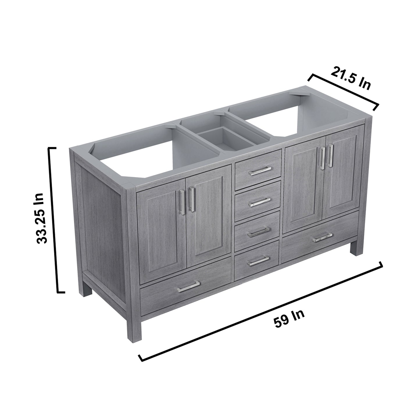 Jacques 60" Distressed Grey Vanity Cabinet Only