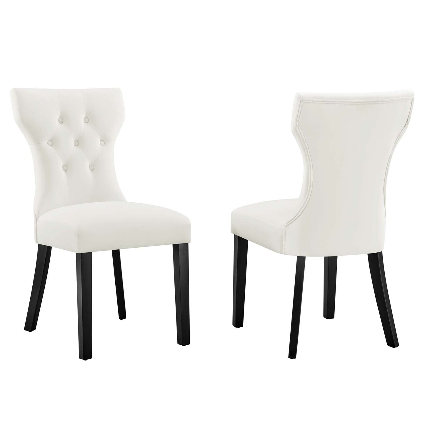 Modway Silhouette Velvet Set of 2 Dining Chairs with White Finish EEI-5014-WHI