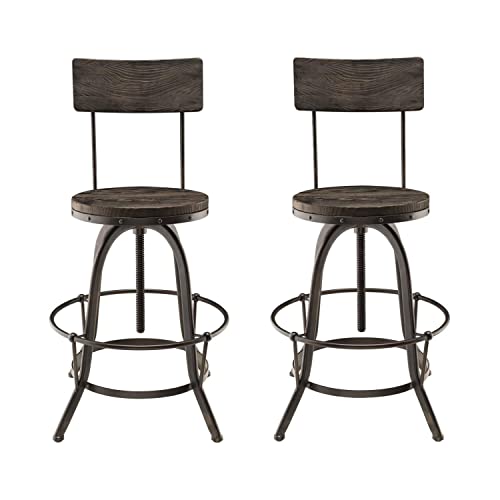 Modway Procure Wood Bar Stool in Black